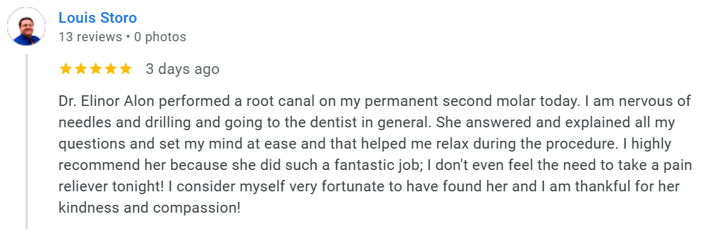 Dr. Elinor Alon - Google Patient Review - Louis Storo