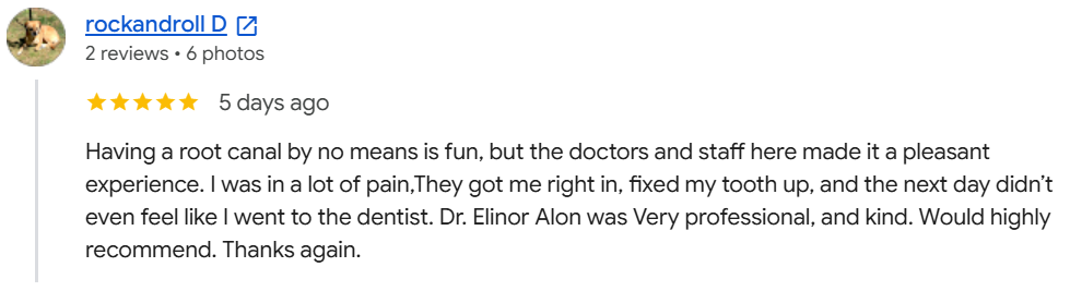 Dr. Elinor Alon - Google Patient Review - rockandroll_D