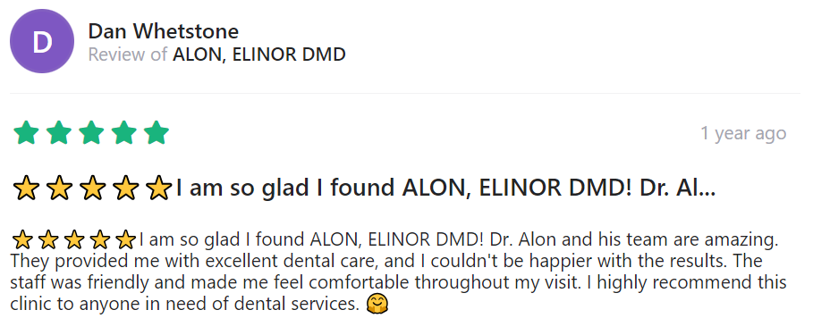 Dr. Elinor Alon - Trustburn Patient review - Dan Whetstone