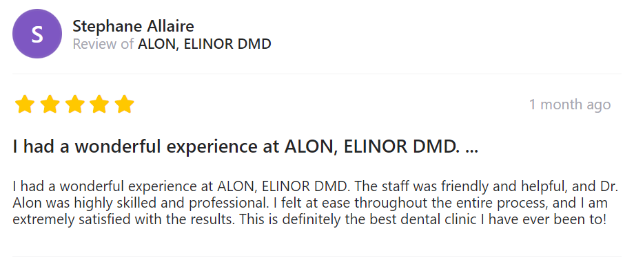 Dr. Elinor Alon - Trustburn Patient Review - Stephane Allaire