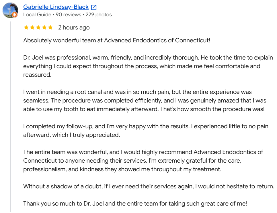 Dr. Joel Chasen - Google Patient Review - Gabriel Lindsay-Black